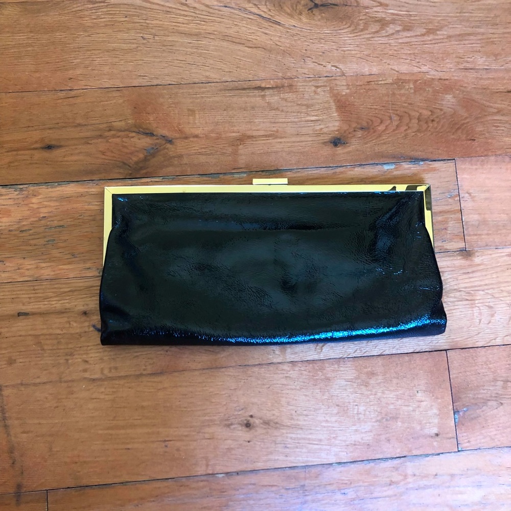 Hobo black clutch with gold hardware